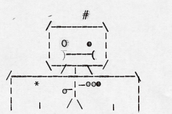/----------\ | | | | | | \----------/ O o ----- # | ~ | | / \ _ ) ( ------------ ------------ / \ | | | | | | | | | | o ooo * / \
