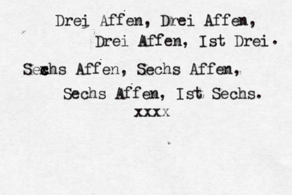 Drei Affen, Drei Affen, Drei Affen, Ist Drei Sex c c chs Affen, Sechs Affen, Sechs Affen, Ist Sechs. . xxxx