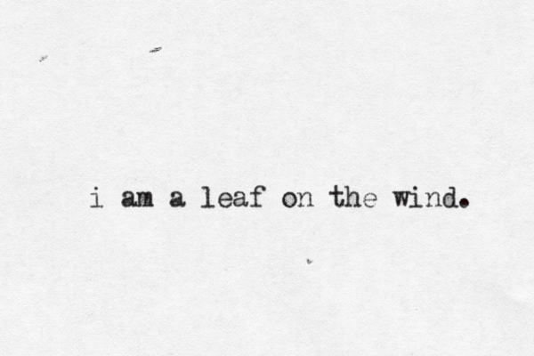i am a leaf on the wind.