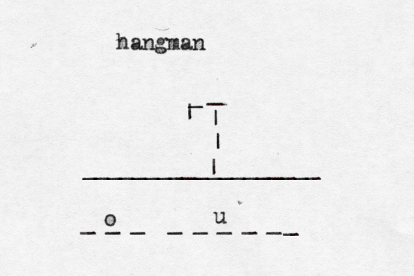 ___________________ | | | _ _ | hangman _ _ _ _ _ _ _ _ _ o u