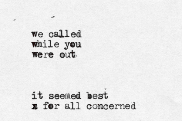 we called while you were out it seemed best s x for all concerned