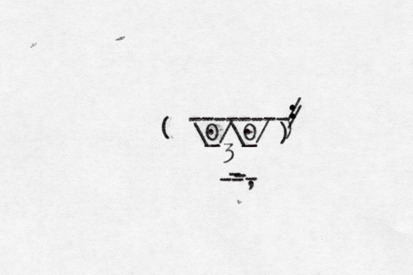 \_/\_/ O O . . --------/ : : / 3 ~~~ ^ --, - - - { [ ( ) )