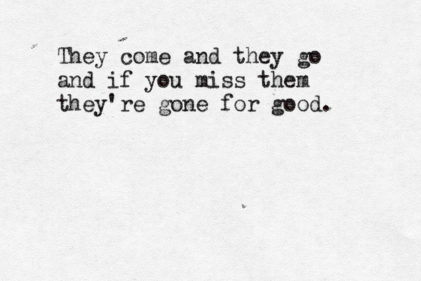 They come and they go and if you miss them they're gone for good