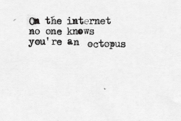 On the internet no one knows you're n octopu