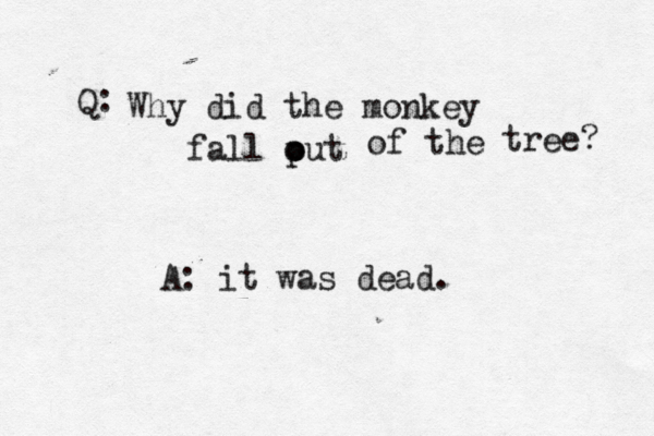 Why did the monkey fall put o o of the tree? it was dead . Q: A:
