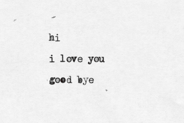 hi i love you good by