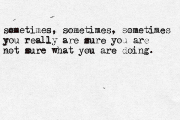 sometimes , sometimes, sometimes you reall y are sure you are not sure what you are doing.