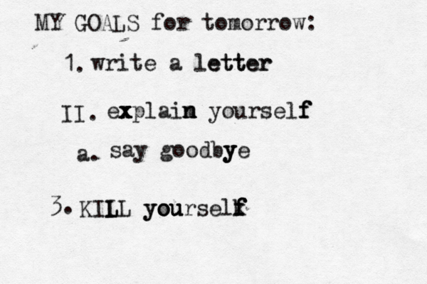 MY GOALS for tomorrow: 1. II. a. 3 write a letter etter ex x x x plain m n n yourself f f say goodbye y y KII L LL yourselk f f f you ou