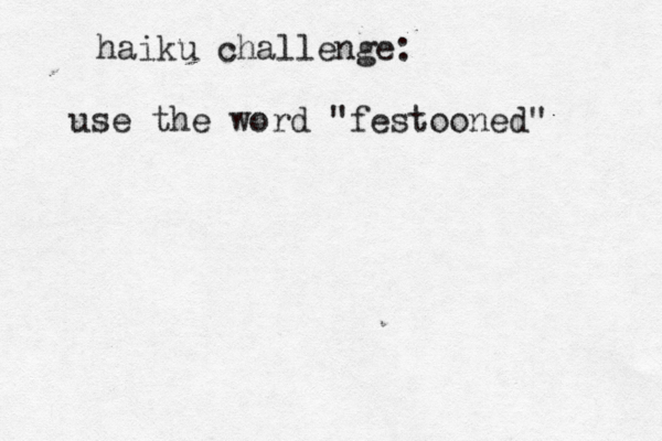 haiku challenge: use the word "festooned