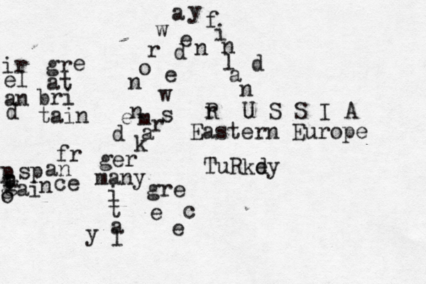 n o r w a y s w e d e n f i n l a n d d e n m a r k ger many i t a l y gre e c e fr an ce sp ai n p o r t g g a l gr e at bri tain ir el an d r R u U S S I A TuRkd ey Eastern Europe