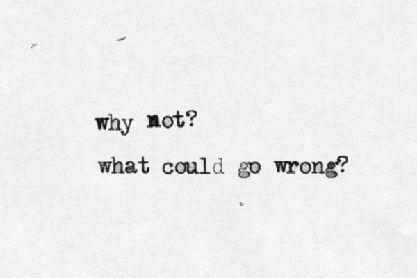 why not what could go wrong?