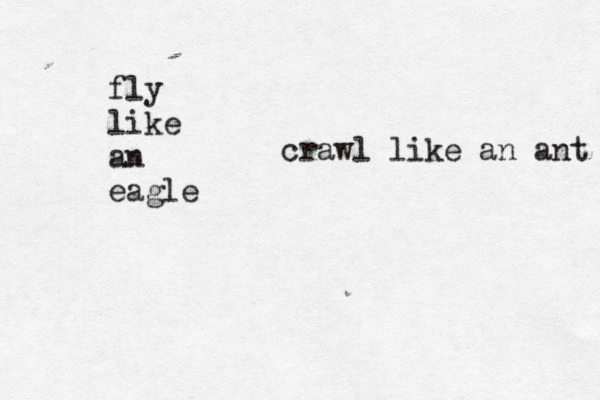 fly like an eagl crawl like an ant