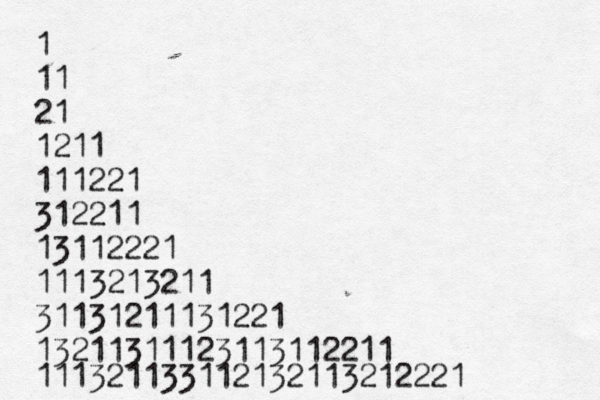 1 11 21 1211 111221 312211 13112221 1113213211 31131211131221 13211311123113112211 111321133112132113212221