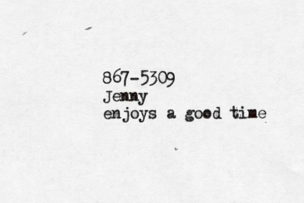 867-5309 Jenny enjoys a good time