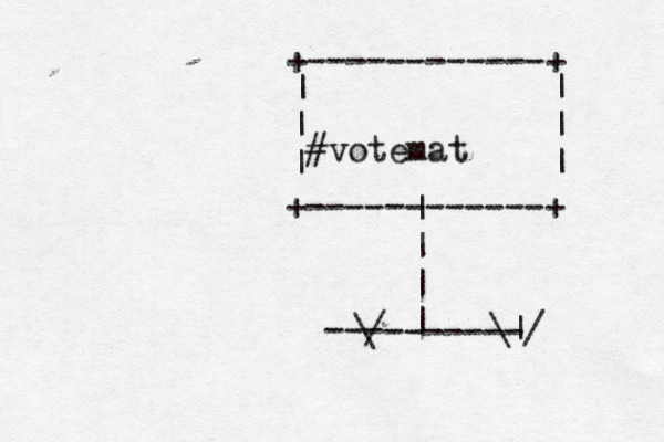 #votemat +------------+ +------------+ | | | | | | | | | | \ /-------/ \| ---