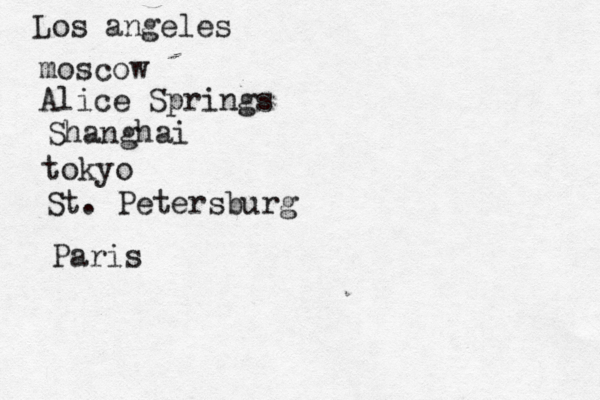 Los angel mosco Alice Sprin Shang tō ok St. Petersbu Pari