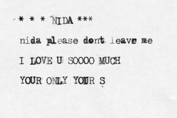 *~*~* NIDA *** nida please dont leavr e me I LOVE U SOOOO MUCH YOUR ONLY YOI UR S