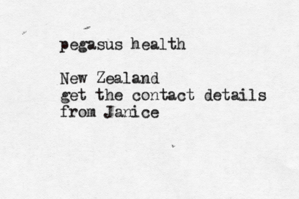 pegasus health New Zealand get the contact details from Janic