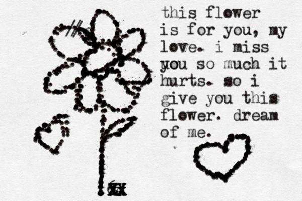 .............................................................//...................................................................///........................................................................................................................................................................................................................................................................................................................................................................................... this flower is for you u , my love. i miss uo you so much it hurts. so i give you this flower. dream of me. .............................................................................................................................................................................. .6e xx xx xx Zx XX XX XX ZX