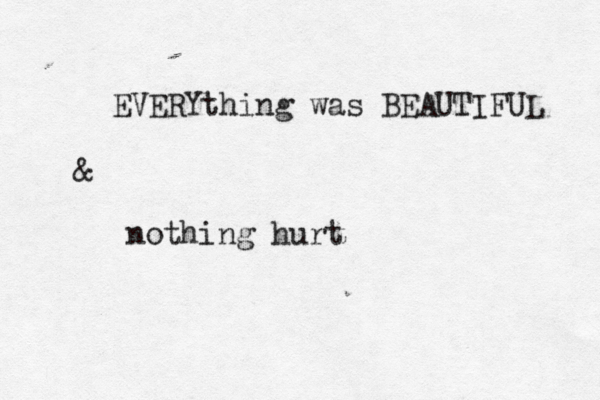 EVERYthing was BEAUTIFUL & nothing hurt