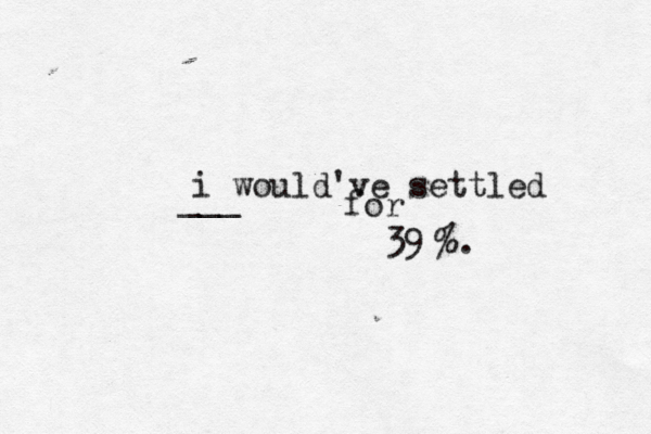 i would've settled for 39^ %. ___