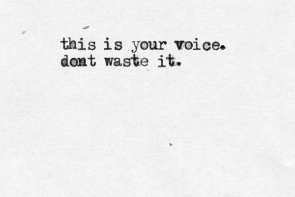this is your voice. dont waste it.