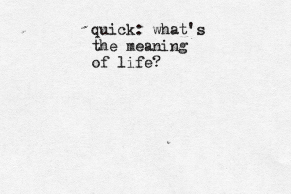 quick: what's the meaning of life?