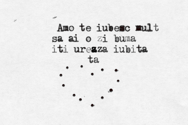 Amo te iubesc mult sa ai o zi buma iti urez a aza iubita ta . . . . . . . . . . . . .