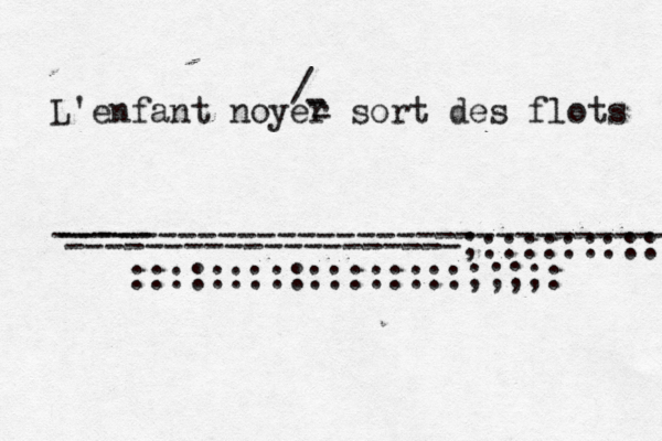 L'enfant noyer sort des flots ------------------------------- ----- --------------------;::::::::: :::::::::::::::::;;;;: - - - /