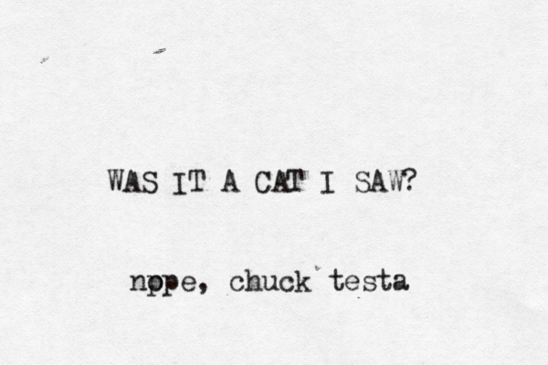 WAS IT A CAT I SAW? nppe o , chuck testa