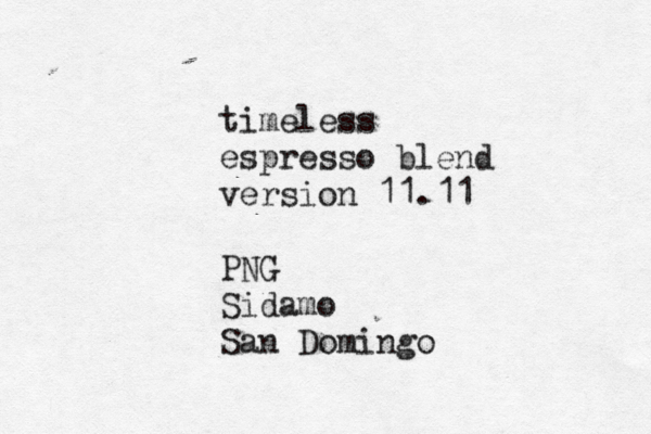 timeless espresso blend version 11.11 PNG Sidamo San Domingo 
