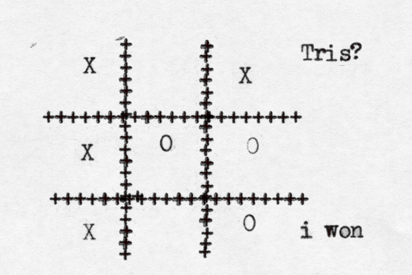 + + + + + + + + + + + + + + + .+ + + + + + + + + + + + + + + + + + + + + + +++++++++++++++++++++ +++++++++++++++++++++ + + Tris? X O X X 0 0 i won