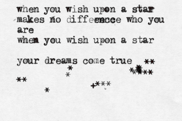 when you wish upon a star makes no diffeence rence who you are when you wish upon a star your dreams come true ** * * * +*** * * * ** **** ** 