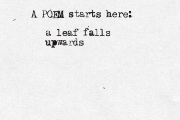 A POEM starts here: a leaf falls upwards