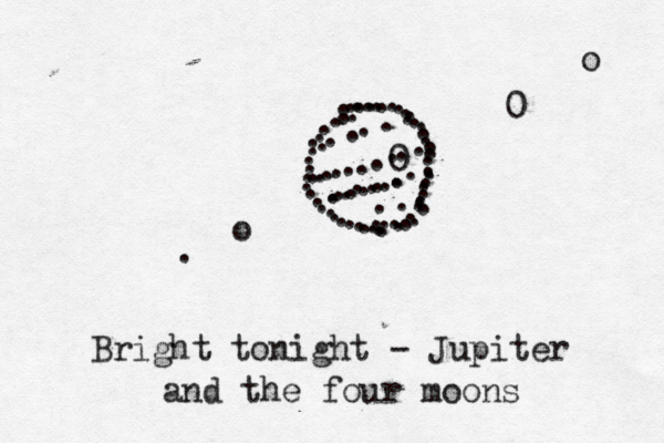 ....................... .......................... ......... ..........0 0 o o . ...................... Bright tonight - Jupiter and the four moons