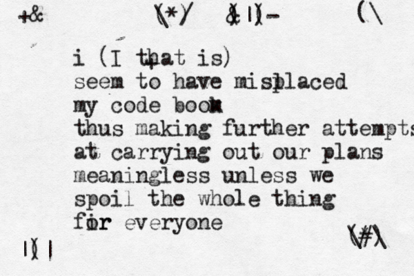 i (I that is) seem to have misl placed my code boom k thus making further attempts at carrying out our plans meaningless unless we spoil the whole thing fir or everyone (¥ ‰ { { [ \~ < > # * ^\ ) (\ ( \*) / & ) ( ( )- ^ ^• | |( )| + +& 