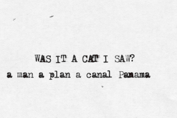 WAS IT A CAT I SAW? a man a plan a canal Panama 
