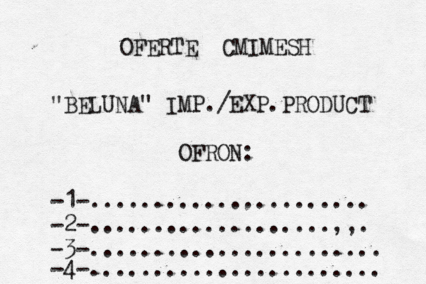 OFERTE CMIMESH "BELUNA" IMP./EXP.PRODUCT OFRON: -1-...................... -2-...................,,. -3-....................... -4-....................... 