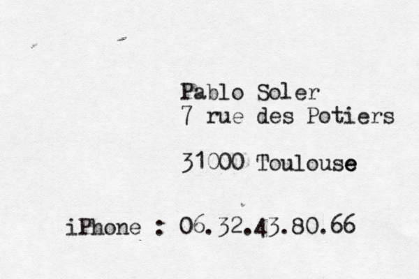 Pablo Soler 7 rue des Potiers 31000 Toulouse e e iPhone : 06.32.43.80.66 