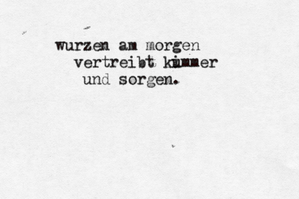 wurzen am morgen vertreibt ki ummer und sorgen.
