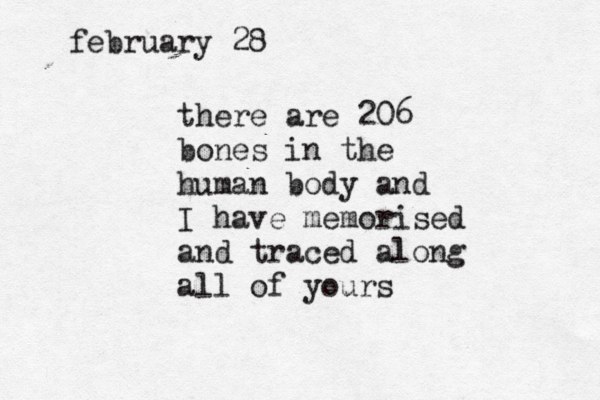 february 28 there are 206 bones in the human body and I have memorised and traced along all of yours