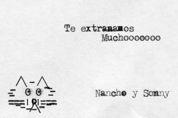 ===|||=== /\ O O . . /\ /\ - - - - - - - - - - - - - - - o o _ Te extra a namos Muchooooooo Nancho y Sonny 