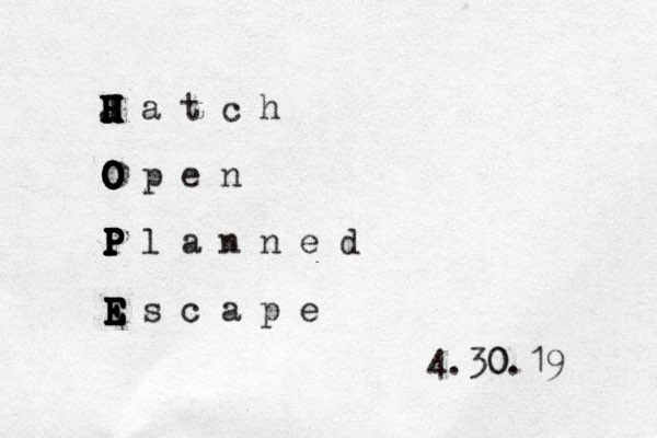 H a t c h H H H H H H J O p e n O O O O O O O P l a n n e d P P P P P P P P P P E s c a p e E E E E E E E 4.30 0.19 