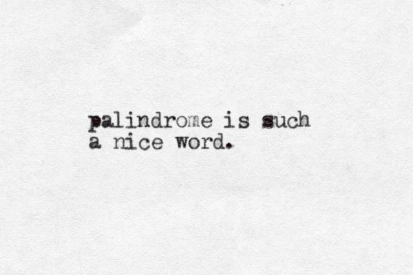 palindrome is such a nice word.