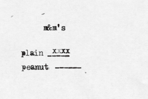 m&m's plain ----- peanut ------ xxx