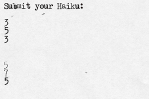Submit your Haiku: u 3 5 3 5 7 5