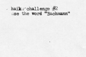 haiku challenge #2 use the word "Bachmann