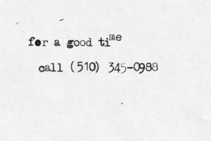 for a good ti me call (510) 345-098