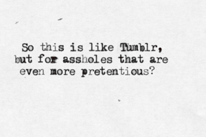 So this is like Tumblr, but for assholes that are even more pretentious?