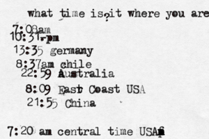 what time is it where you are ? 7:08 10:31- . 13:35 german 8:37am x chi 22:59 australia 8:09 Easr t Coast U 7:20 am central time USAp m m m f 21:55 Chin